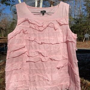 Talbots Pink Layered Ruffle Blouse cotton